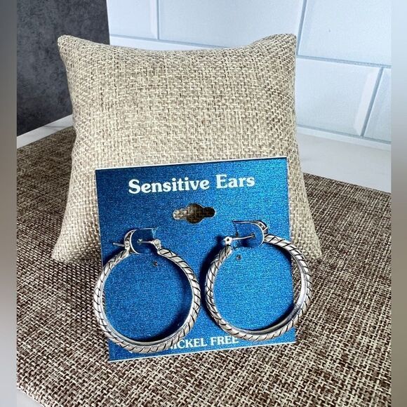 Silver Layered Hoop Fashion Earrings Sensitive Ears - Picture 1 of 2